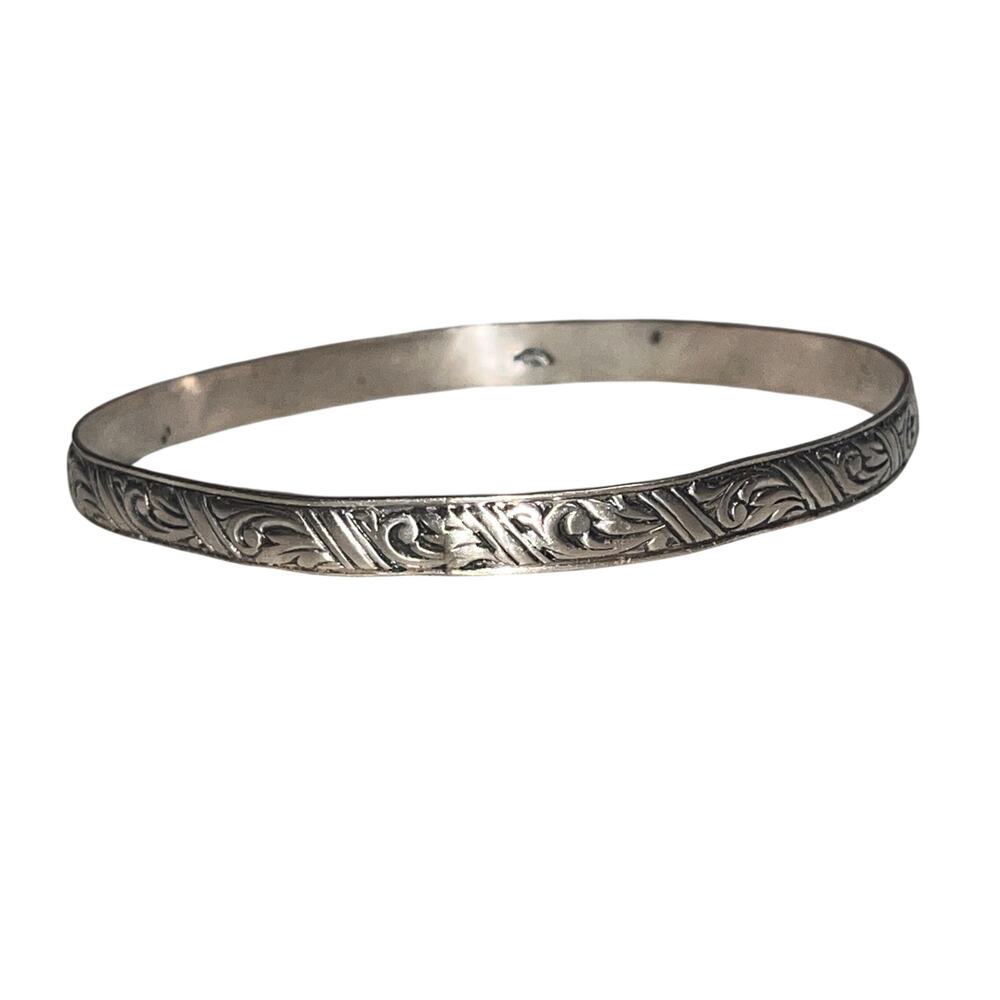 Jewel Art Sterling Silver Signed Bangle - Vintage Jewel Collectible